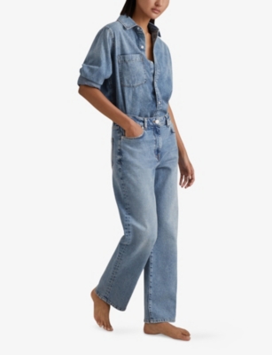 Reiss Womens Selin Mid-rise Straight-leg Denim Jeans Light Blue In Light Blue