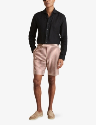 REISS: Roas Striped Cotton-Blend Shorts