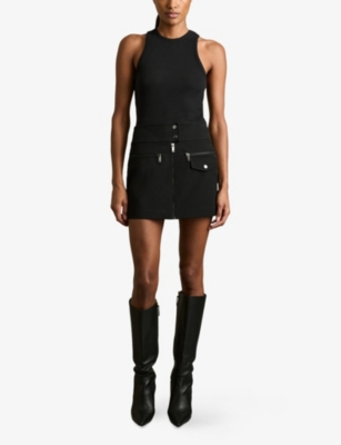 REISS: Poppy Zip-Embellished Stretch-Woven Mini Skirt