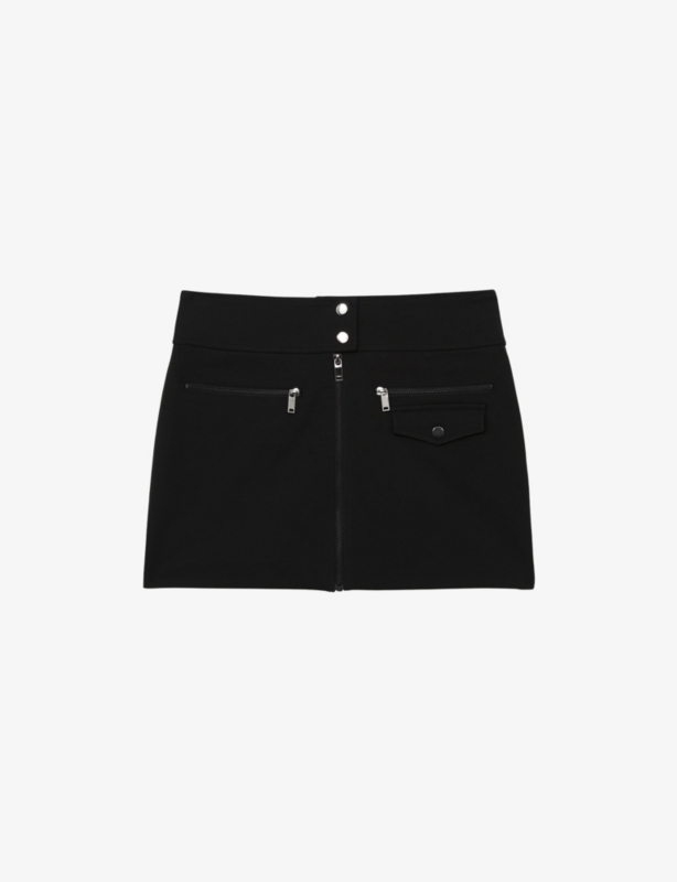 Poppy Zip-Embellished Stretch-Woven Mini Skirt