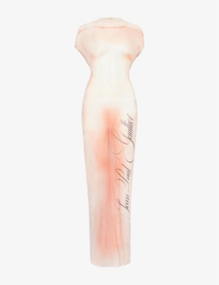 Jean Paul Gaultier Silhouette-print Maxi Dress In Palepink/dustypink