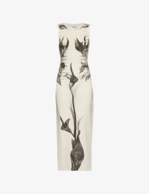 JEAN PAUL GAULTIER: Flower-Print Ribbed Cotton-Jersey Maxi Dress