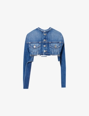 JEAN PAUL GAULTIER: Crop Belted Relaxed-Fit Denim Jacket