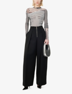 JEAN PAUL GAULTIER: The Heavy Crepe Bonded Wide-Leg High-Rise Woven Trousers