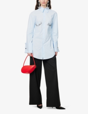 JEAN PAUL GAULTIER: Embossed-branding Long-Sleeves Stretch-Cotton Shirt