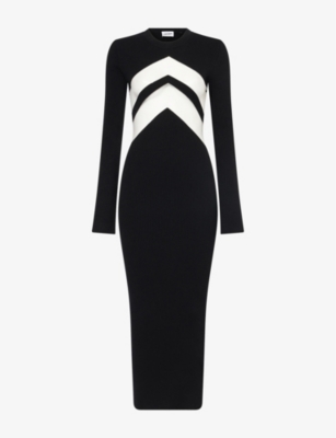JEAN PAUL GAULTIER: Chevron-Panel Ribbed Knitted Maxi Dress