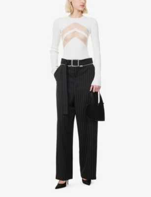 JEAN PAUL GAULTIER: Sheer-Panels Ribbed Knitted Top