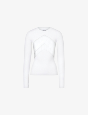JEAN PAUL GAULTIER: Sheer-Panels Ribbed Knitted Top
