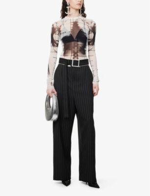 JEAN PAUL GAULTIER: Skeleton-Print Long-Sleeves Woven Top