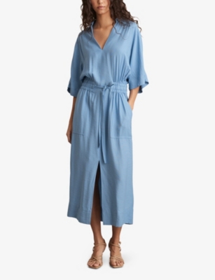 REISS: Cecilia Tie-Waist Woven Midi Dress