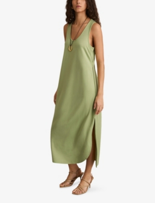 Reiss Womens Peyton Scoop Neck Jersey Maxi Dress Green In Green