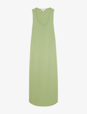 Reiss Womens Peyton Scoop Neck Jersey Maxi Dress Green In Green