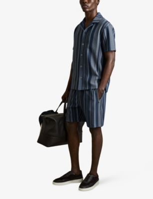 REISS: River Striped Cotton-Blend Shorts