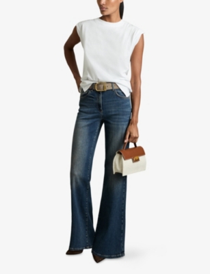 REISS: Jade Cap-Sleeve Cotton T-Shirt