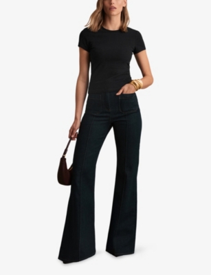 Reiss Womens Jolie Slim-fit Cotton-jersey T-shirt Black In Black