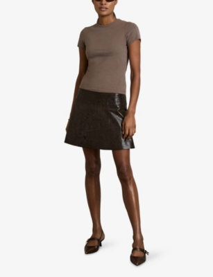 Reiss Womens Mink Jolie Slim-fit Cotton-jersey T-shirt In Mink