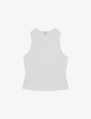 Reiss Womens White Clara Racerback Cotton Vest Top