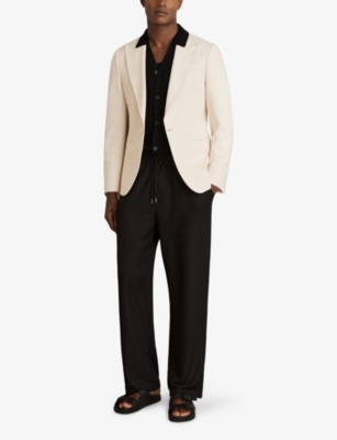 Reiss Mens Fallon V-neck Knitted Shirt Black In Black