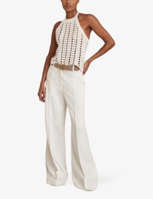 Reiss Womens Cally Crochet-knit Cotton Top White In White