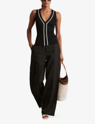 REISS: Lanette Ribbed Craft-Stitch Knitted Vest Top
