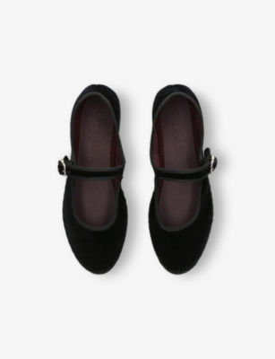 Flabelus Black Kids' Antonia Cotton-velvet Mary Jane Flats Eur 28 / 10 Uk