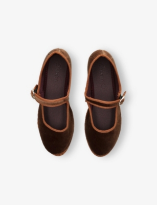 FLABELUS: Kids' Yoki Cotton-Velvet Mary Jane Flats