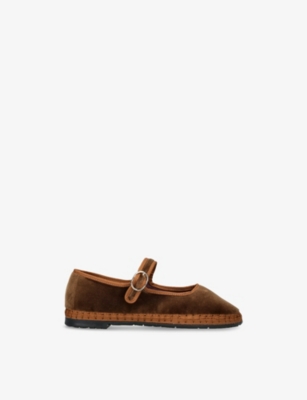 FLABELUS: Kids' Yoki Cotton-Velvet Mary Jane Flats