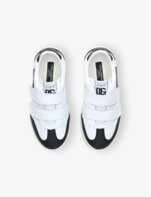 Dolce & Gabbana White/blk Kids' Original Leather Low-top Trainers Eur 23 /6.5 Uk In White/blk