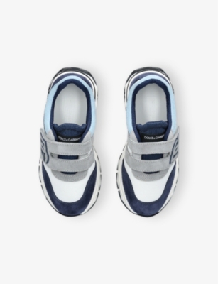 Dolce & Gabbana Logo-embroidered Suede And Mesh Low-top Trainers In White/oth