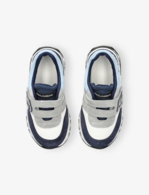 DOLCE & GABBANA: Kids' Logo-Embroidered Suede and Mesh Low-Top Trainers