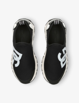 DOLCE & GABBANA: Logo-Print Slip-On Mesh Low-Top Trainers