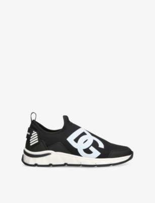 DOLCE & GABBANA: Logo-Print Slip-On Mesh Low-Top Trainers