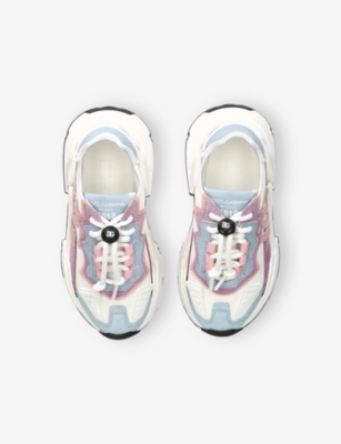 DOLCE & GABBANA: Kids' Daymaster Branded Suede and Woven Low-Top Trainers
