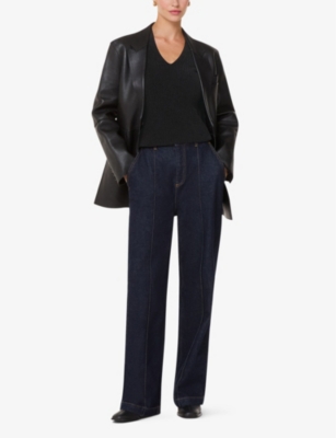 WHISTLES: V-neck chenille-textured stretch-knit jumper