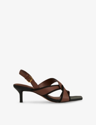 Shop Reiss Womens Tan Candice Leather Heeled Sandals Eur 37 / 4 Uk