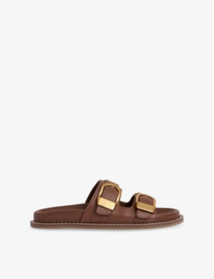 REISS: Ella Buckled Slip-On Leather Sandals