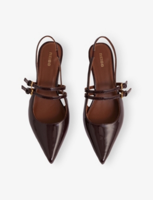 REISS: Isla Buckle Heeled Leather Sling-Backs