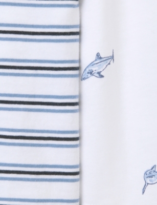 THE LITTLE WHITE COMPANY: Shark & Stripe Cotton Pyjamas Set of Two 1-12 Years