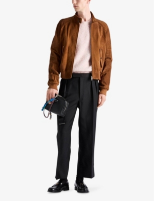 Prada Suede Bomber Jacket In Brown