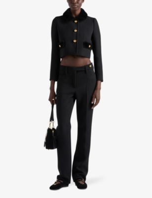 PRADA: Natté slim-fit wool trousers