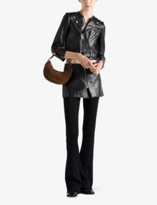 Prada Leather Mini Skirt In Black