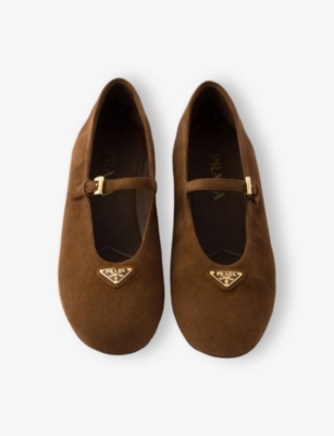Prada Women Suede Ballerinas In Brown