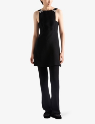 Prada Cady Mini Dress In Black