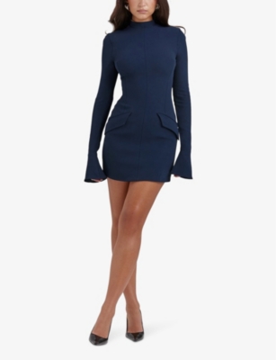 HOUSE OF CB: Mahalia fluted-cuffs stretch-woven mini dress
