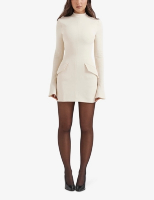 HOUSE OF CB: Mahalia fluted-cuffs stretch-woven mini dress