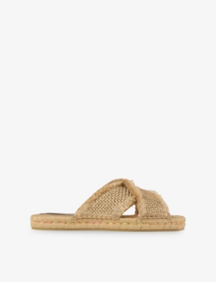 JIMMY CHOO: Aciel Flat Woven Raffia Sandals