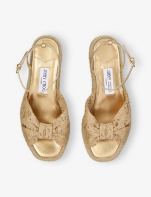 JIMMY CHOO: Aella 60 Raffia Wedge Sandals