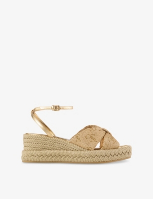JIMMY CHOO: Aella 60 Raffia Wedge Sandals