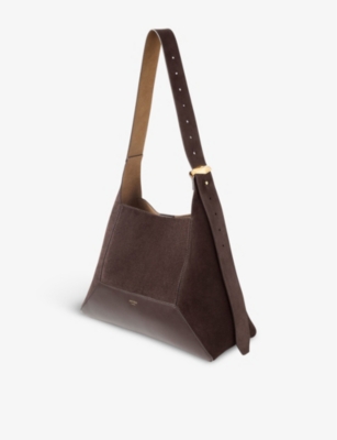 Jimmy Choo Hobo Diamond Suede Bag In Coffee/gold