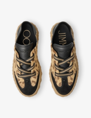Jimmy Choo Light Leather Animal Print Sneakers In V Natural/black